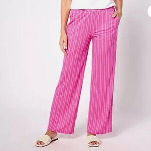 Belle by Kim Gravel Cabana Knit Twin Stripe Resort Pants-Pink-Medium-NEW-A627935